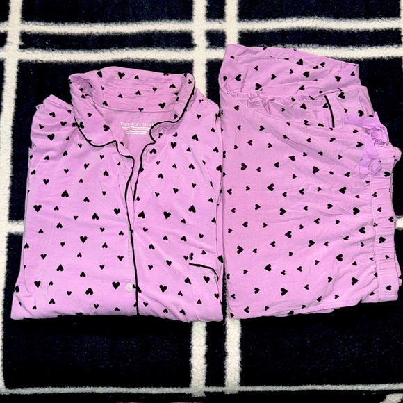 Lilac Purple Hearts pj set Victoria Secret - Picture 2 of 4